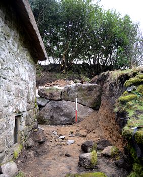 East end of the south wall with the revetment wall under construction.