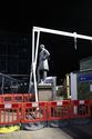 Thumbnail of Lifting jig being erected over the statue, viewed from the north