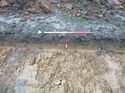 Thumbnail of Photo 1010587 east facing representative section of trench 84 taken at Hunts Green Farm