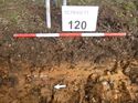 Thumbnail of Photo 1020025 east facing representative section of trench 118 taken at Hunts Green Farm