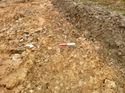 Thumbnail of Photo 1020046 east facing representative section of trench 101 taken at Hunts Green Farm