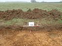 Thumbnail of Photo 090181 south facing representative section of trench 139 taken at Hunts Green Farm