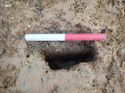 Thumbnail of Photo 190680 south facing section of posthole [901204] taken at Hunts Green Farm