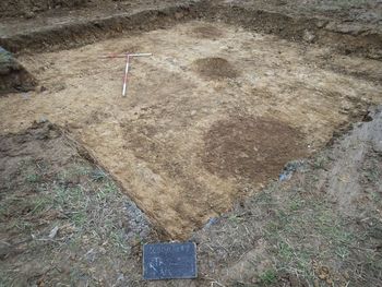 Trench 2 pre-excavation pit alignment with 1x1m and 1x2m scale