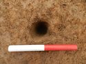 Thumbnail of Shot of stakehole [4], Trench 14, looking north