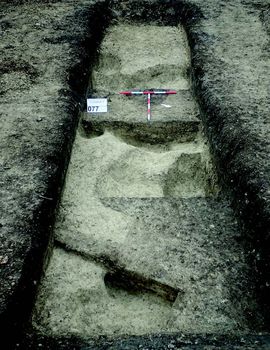  View of Trench 77 showing a cluster of Bronze/Iron Age features. Copyright HS2 Ltd. 