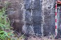 Thumbnail of Pair of eye petroglyphs I05 in quarry bay in interior of Rano Raraku