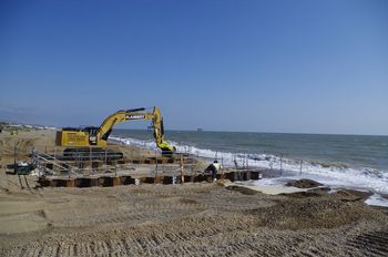 Beach VBMS site excavation area copper dam pre-excavation, view from the South