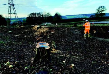 Working shot of topographic survey at Grims Ditch copyright HS2 Ltd. 