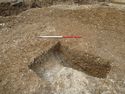 Thumbnail of Area B, ditch [1025] cutting pit [1022], 1M scale, view from NE