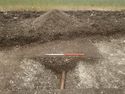Thumbnail of Area A, S facing section of field drain [3056] & gully [3059], 1M scale, view from S