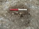 Thumbnail of Area A, SE facing section of posthole [3012], 0.2M scale, view from SE
