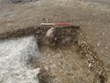Thumbnail of Area A, unfinished section of pit [3099] cutting pit [3097], 1M scale, view from ENE