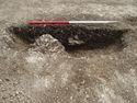 Thumbnail of Area A, SW facing section in beam trench [3075] and pit [3125], 1M scale, view from SW