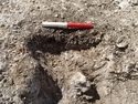 Thumbnail of Area A, N facing section of posthole [3231], 0.2M scale, view from N