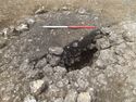 Thumbnail of Area A, 1st section through Romano British well structure 3254, 1M scale, view from E