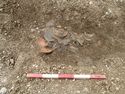 Thumbnail of Area A, pottery in pit [3331], 0.5M scale, view from N