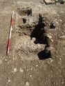 Thumbnail of Area A, S facing section of linear [3416] [3419] [3422] [3424] & pit [3426], 2M scale, view from SW