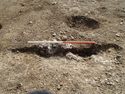 Thumbnail of Area A, N facing section of pit [3412], 1M scale, view from N