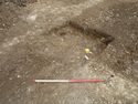Thumbnail of Area C, oblique view of ditch [2006] & quarry pit [2004] intersection, 1M scale, view from SE