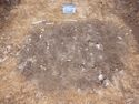 Thumbnail of North-west facing pre-excavation shot of pit [008]  (north arrow for scale)