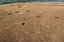 Thumbnail of Close up shot of pits [1003], [1005] and post-hole [1041], looking south-east. From Archaeological Recording at West of Culworth, Northamptonshire, England.