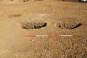 Thumbnail of Close up shot of pits [1003], [1005] and [1012], looking north. From Archaeological Recording at West of Culworth, Northamptonshire, England.