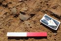 Thumbnail of In situ shot of pottery from pit/post-hole [1032]. From Archaeological Recording at West of Culworth, Northamptonshire, England.
