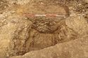 Thumbnail of South facing wide shot of enclosure ditch [1015]. From Archaeological Recording at West of Culworth, Northamptonshire, England.