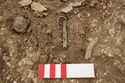 Thumbnail of Photo 13531 Skeleton 605404 Copper disc and long brooches, Copper toilet set no scale