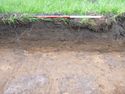 Thumbnail of East facing rep section 1 in excavation area on Southern side of Bonis Hall Lane, W direction, 1m scale