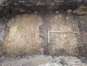 Thumbnail of Overhead shot of metalled surface (2814) in trench 281, no direction, 2x1m scale