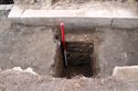 Thumbnail of Trench 3 sondage against exterior of wall {309} to expose foundations, view SSE, 1m scale