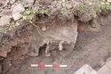 Thumbnail of Trench 5, dislodged masonry block from top of column within SE section, view SE, 0.5m scale