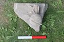 Thumbnail of Trench 1 SF10  (carved stone) from demolition material (102), 0.2m scale