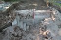 Thumbnail of Trench 1 plunge pool {109} and Wall {108}, view ENE, 1m scale