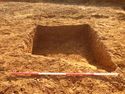 Thumbnail of Ditch [1006], plan shot of ditch, facing South. From archaeological recording and construction integrated recording at Thorpe Mandeville, Northamptonshire, England.