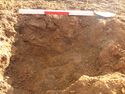 Thumbnail of Ditch [1014], north facing section of terminus, facing South. From archaeological recording and construction integrated recording at Thorpe Mandeville, Northamptonshire, England.