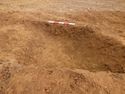 Thumbnail of Ditch [1021], north west facing section of ditch, facing South East. From archaeological recording and construction integrated recording at Thorpe Mandeville, Northamptonshire, England.