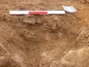 Thumbnail of Ditch [1014], north facing section of terminus, facing South. From archaeological recording and construction integrated recording at Thorpe Mandeville, Northamptonshire, England.