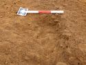 Thumbnail of Ditch [1028], south facing section of terminus, facing North. From archaeological recording and construction integrated recording at Thorpe Mandeville, Northamptonshire, England.