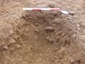 Thumbnail of Ditch [1060], north facing section of terminus, facing South. From archaeological recording and construction integrated recording at Thorpe Mandeville, Northamptonshire, England.