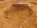 Thumbnail of Ditch [1060], north facing section of terminus, facing South. From archaeological recording and construction integrated recording at Thorpe Mandeville, Northamptonshire, England.
