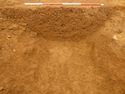 Thumbnail of Ditch [1072], north facing section of ditch, facing South. From archaeological recording and construction integrated recording at Thorpe Mandeville, Northamptonshire, England.