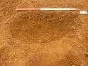 Thumbnail of Ditch [1074], north west facing section of ditch, facing South East. From archaeological recording and construction integrated recording at Thorpe Mandeville, Northamptonshire, England.