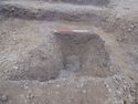 Thumbnail of Ditch [1006], scale, slot in ditch, facing North West. From archaeological recording and construction integrated recording at Thorpe Mandeville, Northamptonshire, England.