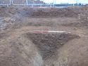 Thumbnail of Ditch [1063], east facing section of ditch, facing West. From archaeological recording and construction integrated recording at Thorpe Mandeville, Northamptonshire, England.