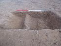 Thumbnail of Ditch [2017], south facing section of ditches. Also shows Contexts 2019, facing North. From archaeological recording and construction integrated recording at Thorpe Mandeville, Northamptonshire, England.