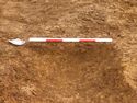 Thumbnail of Ditch [1005]. North East facing section of terminus, facing South West. From archaeological recording and construction integrated recording at Thorpe Mandeville, Northamptonshire, England.