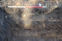 Thumbnail of A photograph of the south facing representative section of trench 1, facing north, scale 1x1m (2 of 2)